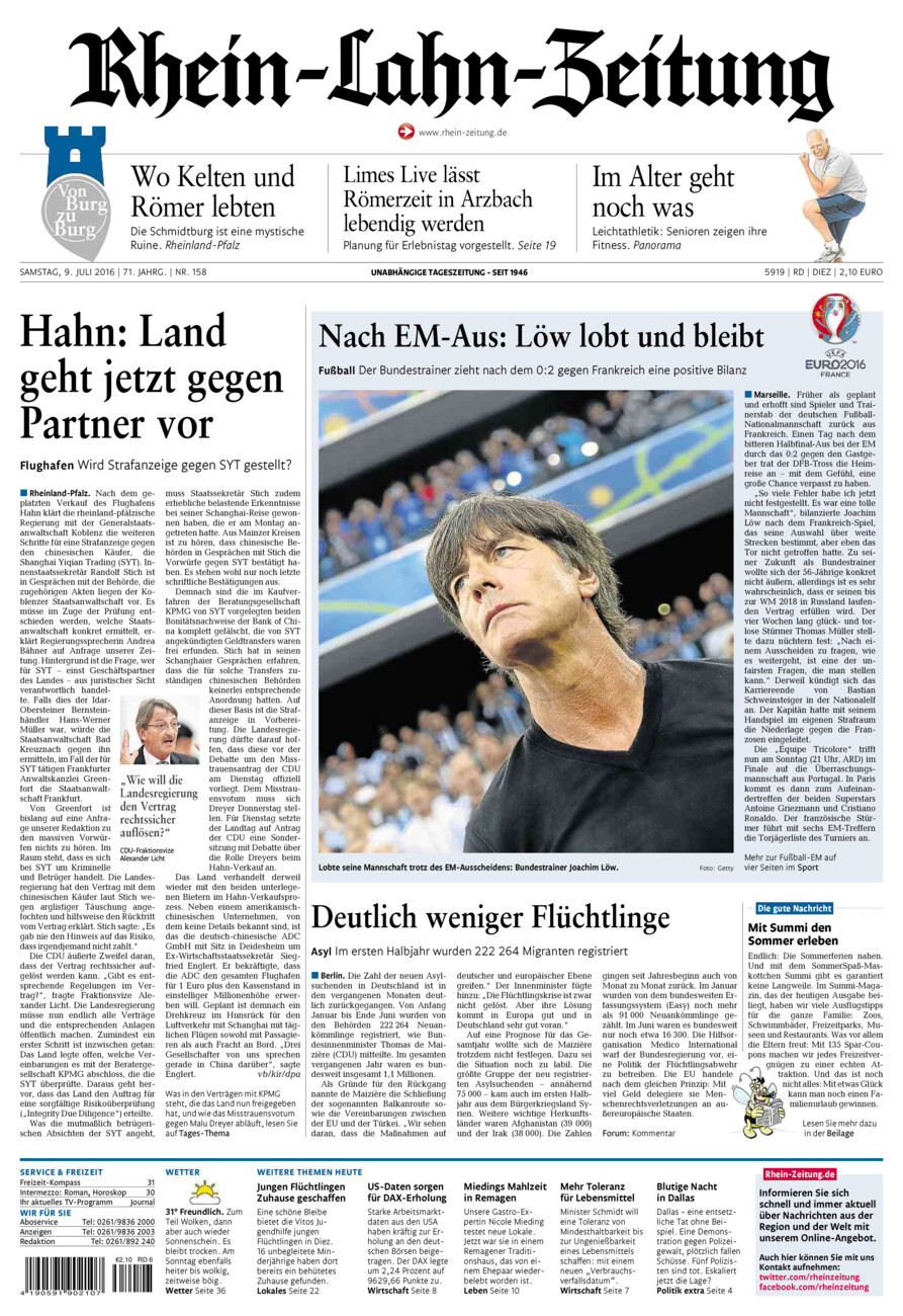 Rhein-Lahn-Zeitung Diez (Archiv) vom Samstag, 09.07.2016
