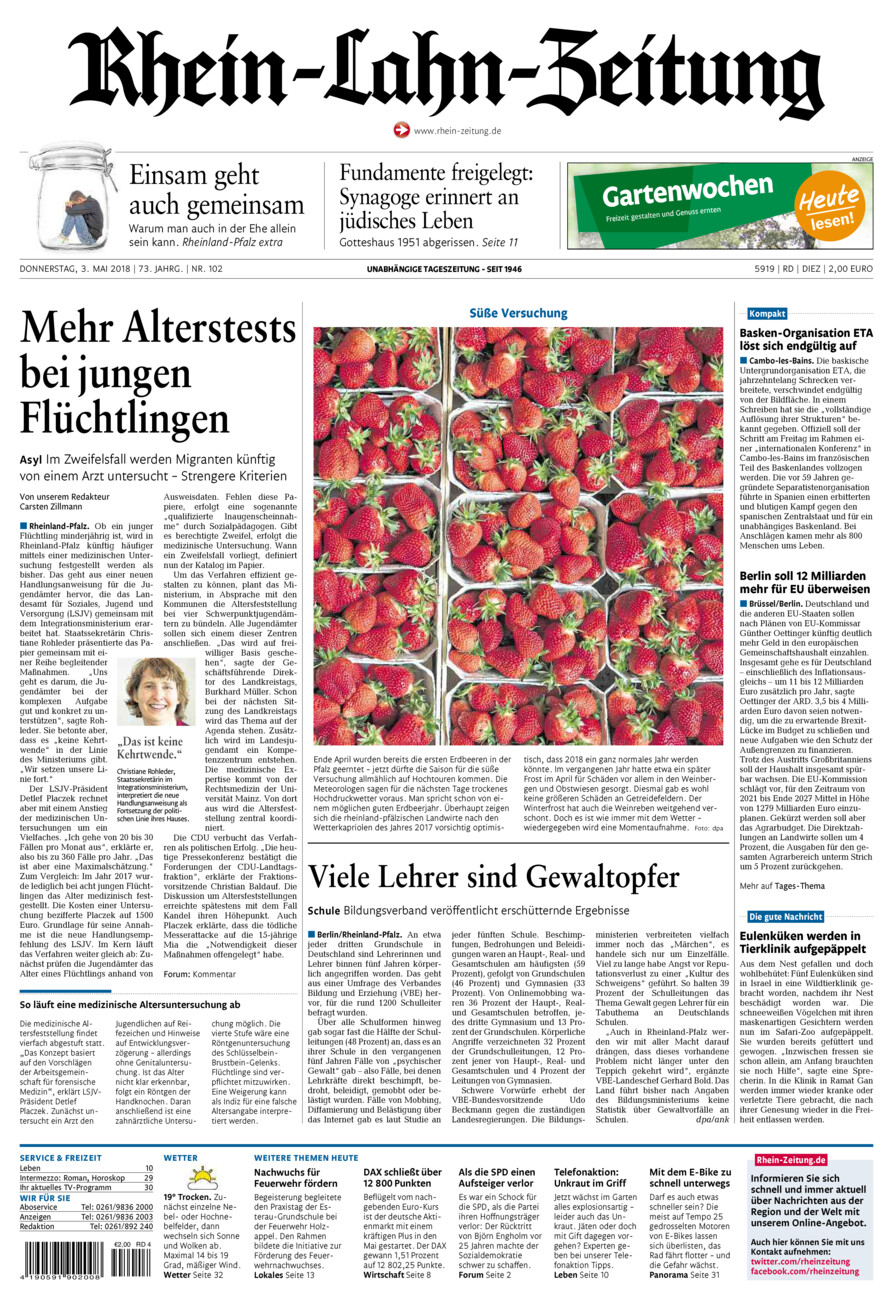 Rhein-Lahn-Zeitung Diez (Archiv) vom Donnerstag, 03.05.2018