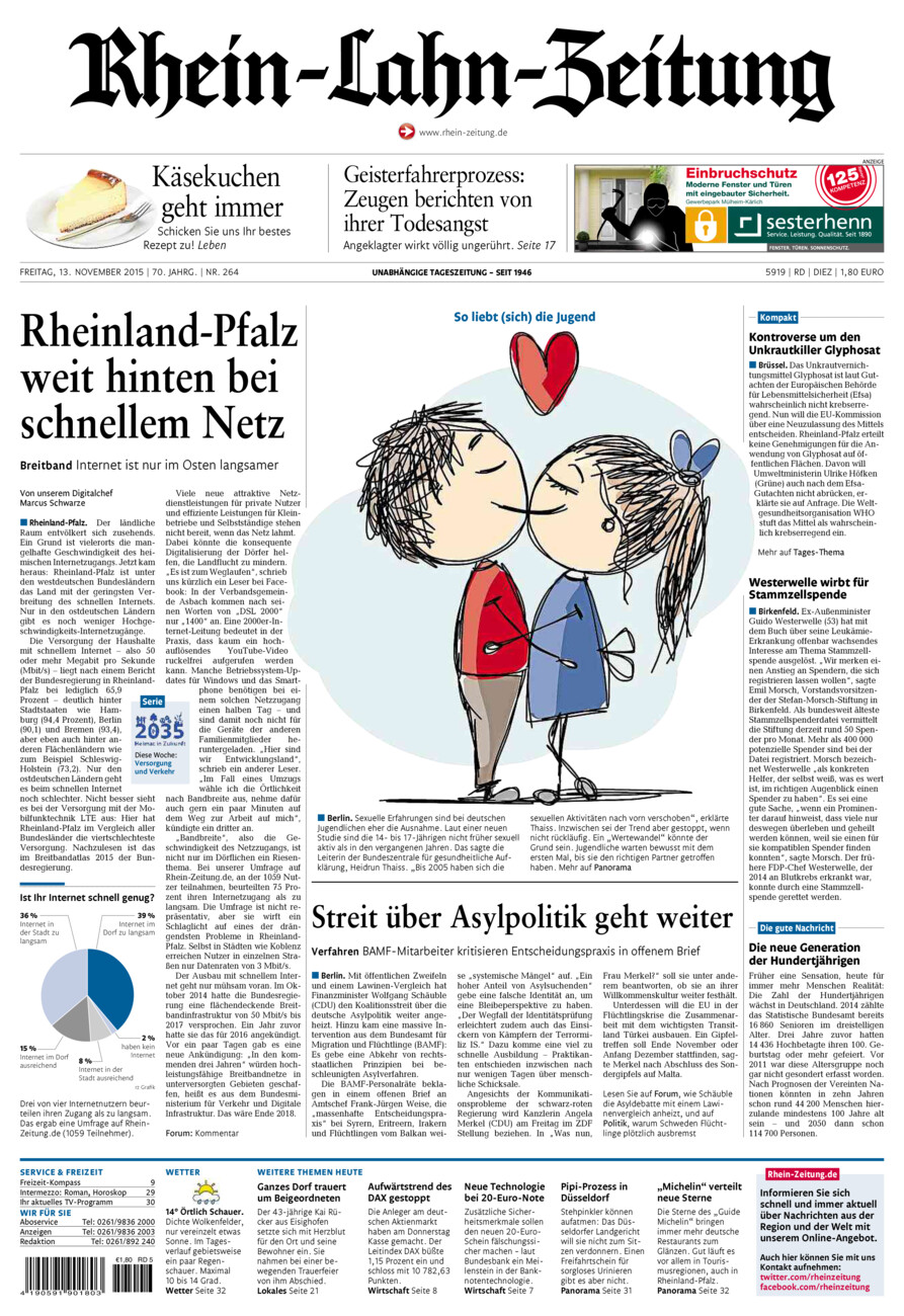 Rhein-Lahn-Zeitung Diez (Archiv) vom Freitag, 13.11.2015