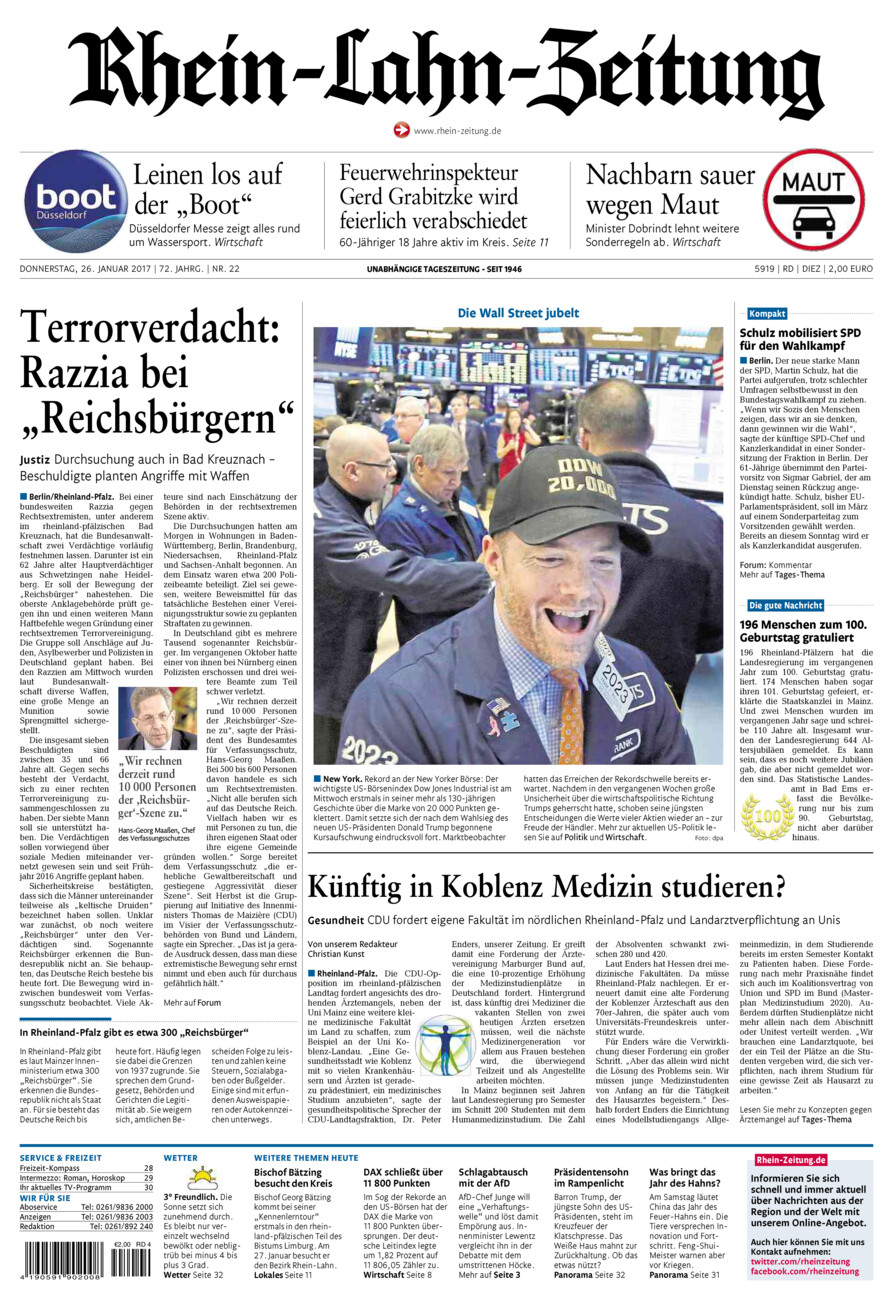 Rhein-Lahn-Zeitung Diez (Archiv) vom Donnerstag, 26.01.2017