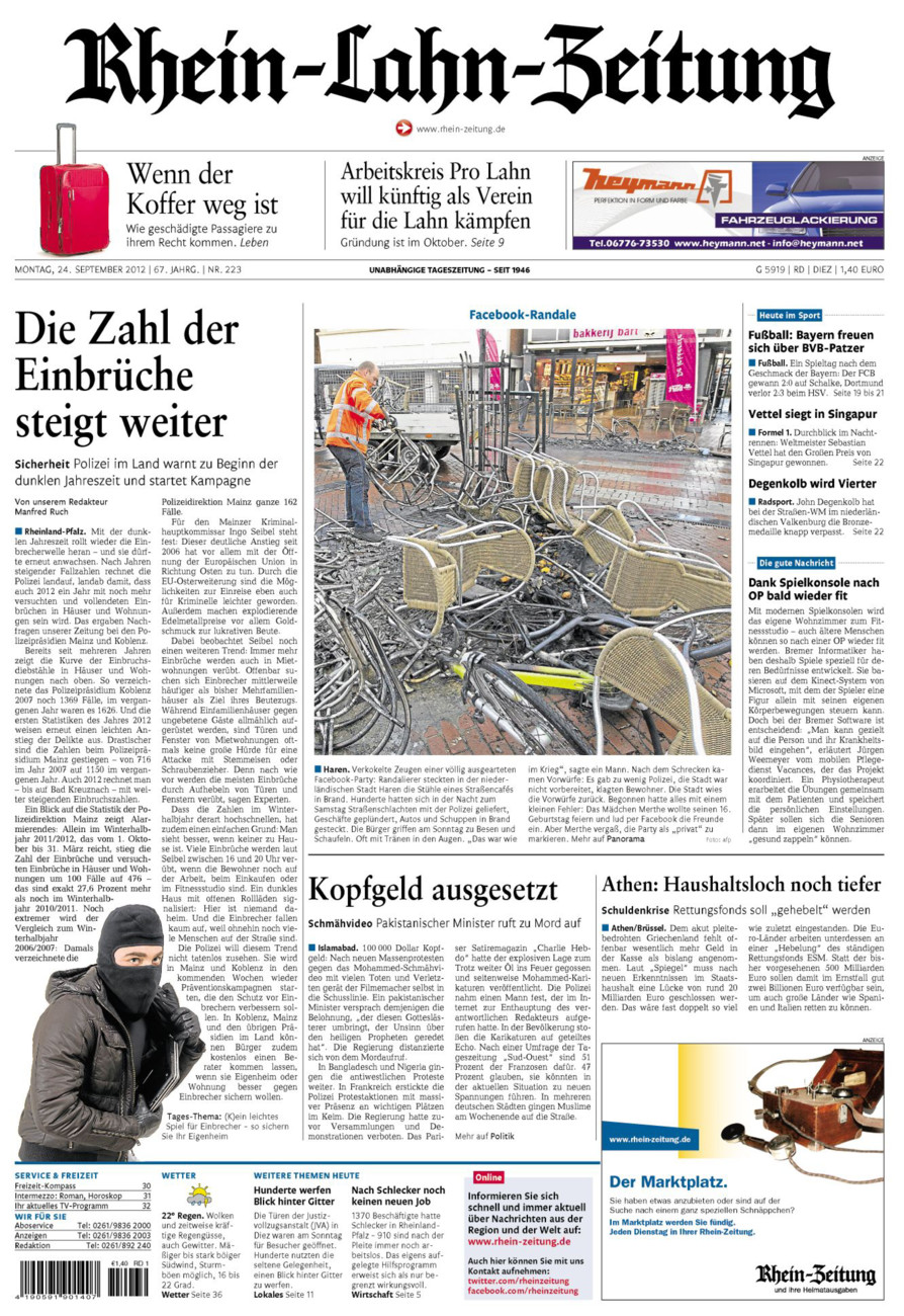 Rhein-Lahn-Zeitung Diez (Archiv) vom Montag, 24.09.2012