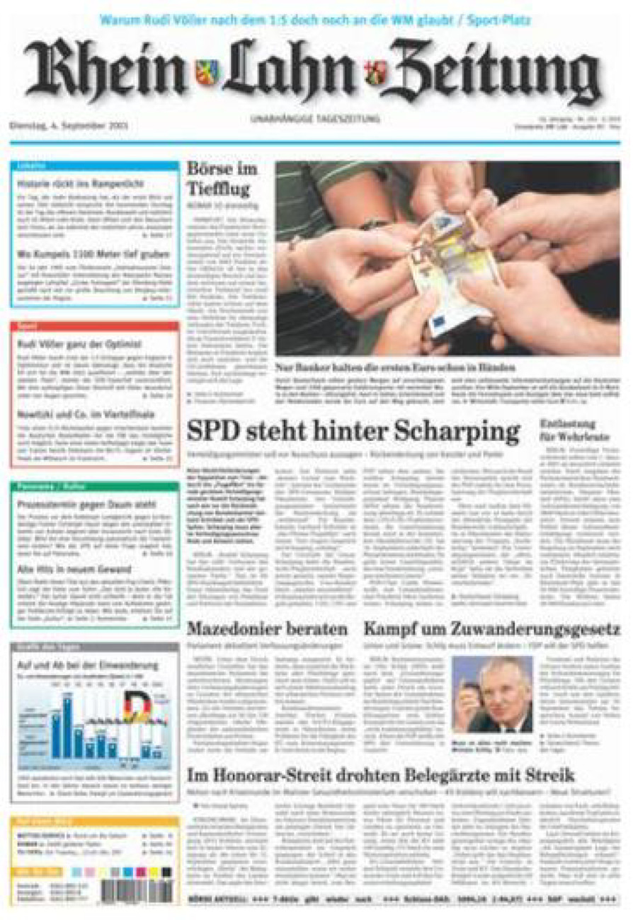 Rhein-Lahn-Zeitung Diez (Archiv) vom Dienstag, 04.09.2001