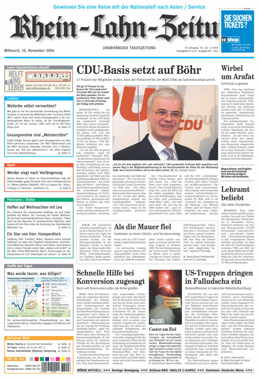 Rhein-Lahn-Zeitung Diez (Archiv) vom Mittwoch, 10.11.2004