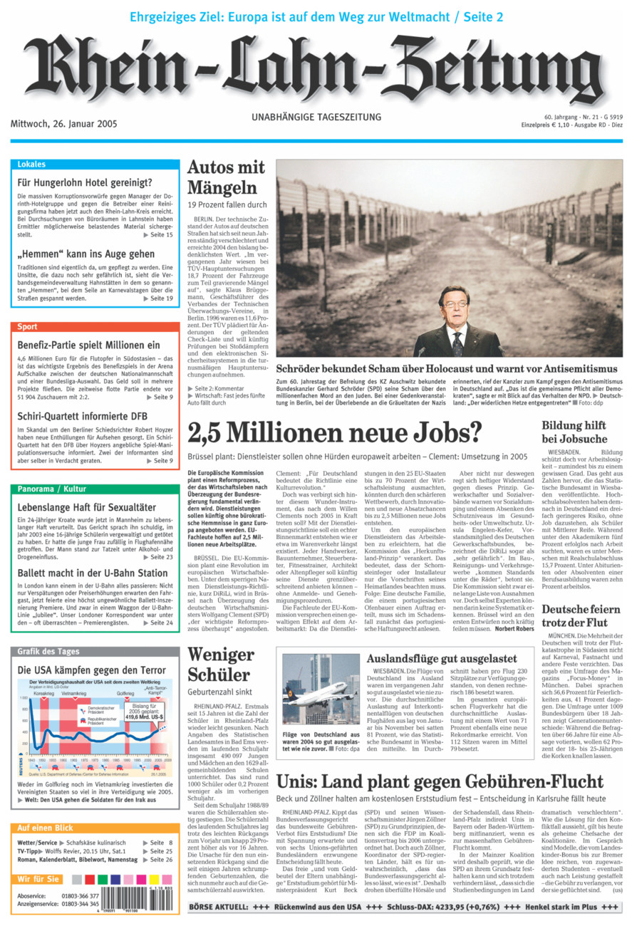 Rhein-Lahn-Zeitung Diez (Archiv) vom Mittwoch, 26.01.2005