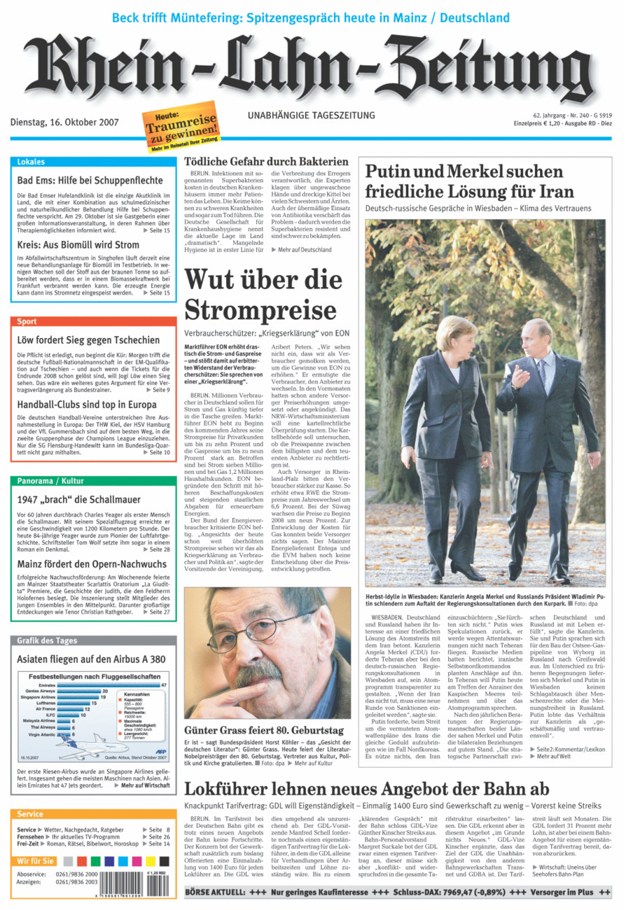 Rhein-Lahn-Zeitung Diez (Archiv) vom Dienstag, 16.10.2007