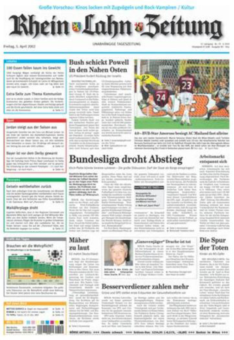 Rhein-Lahn-Zeitung Diez (Archiv) vom Freitag, 05.04.2002