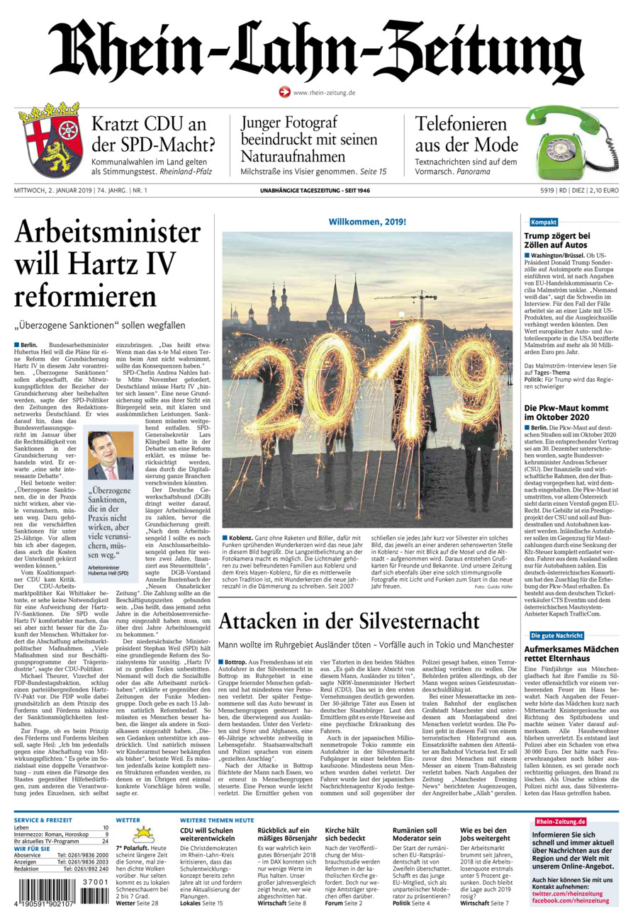 Rhein-Lahn-Zeitung Diez (Archiv) vom Mittwoch, 02.01.2019