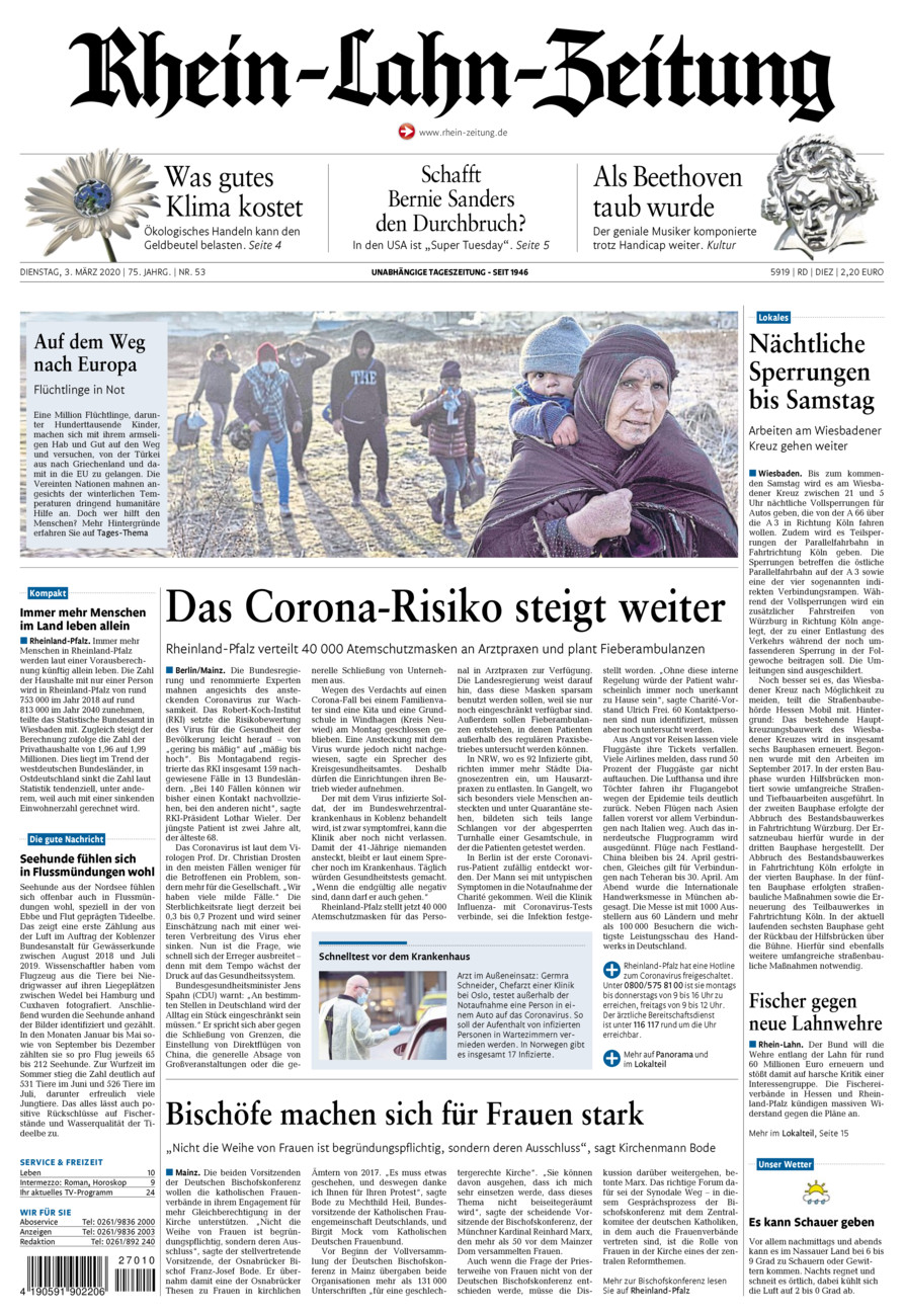Rhein-Lahn-Zeitung Diez (Archiv) vom Dienstag, 03.03.2020