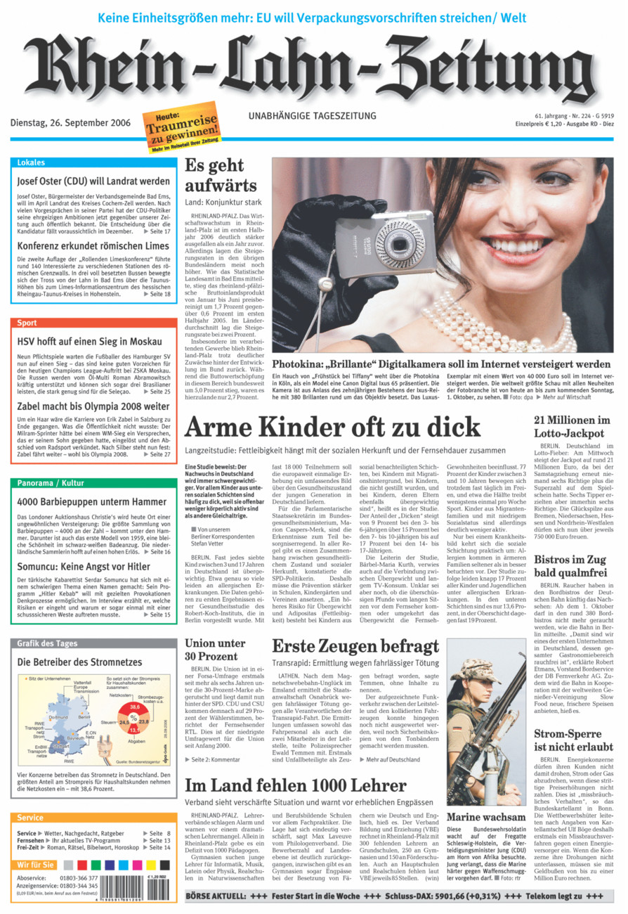 Rhein-Lahn-Zeitung Diez (Archiv) vom Dienstag, 26.09.2006