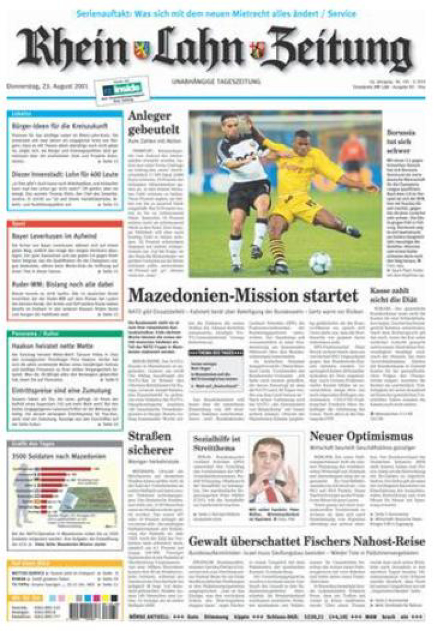 Rhein-Lahn-Zeitung Diez (Archiv) vom Donnerstag, 23.08.2001