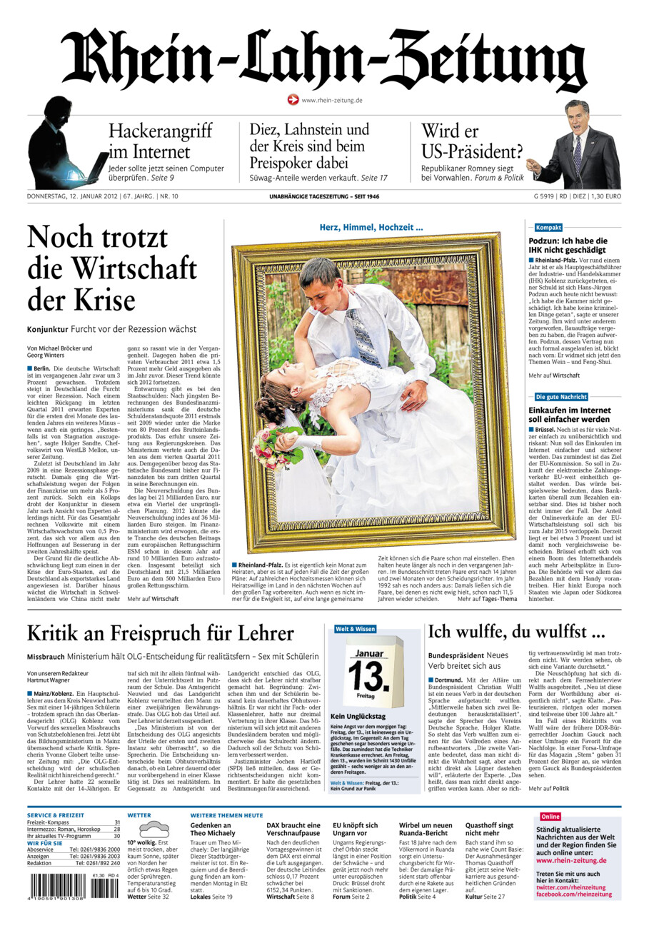 Rhein-Lahn-Zeitung Diez (Archiv) vom Donnerstag, 12.01.2012