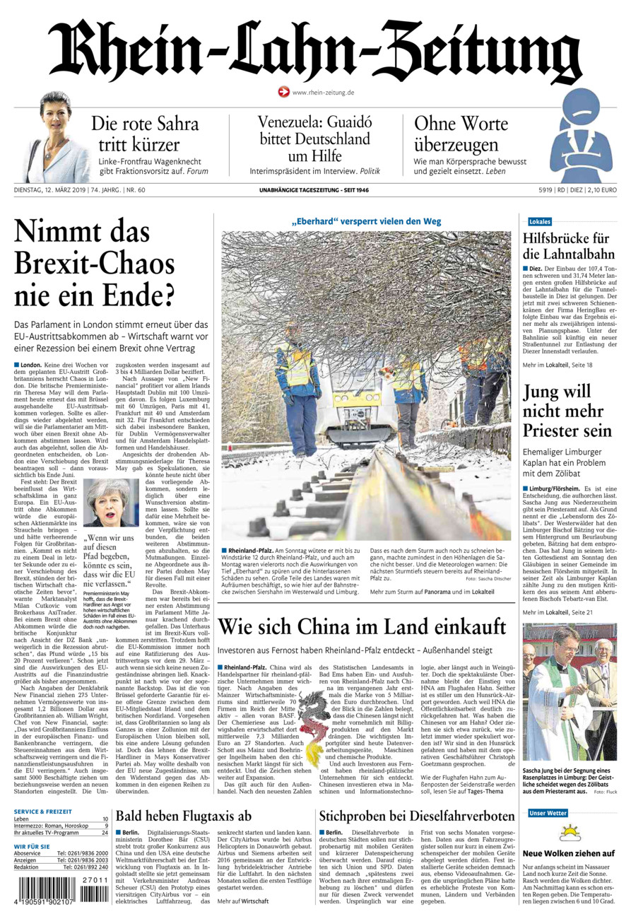 Rhein-Lahn-Zeitung Diez (Archiv) vom Dienstag, 12.03.2019