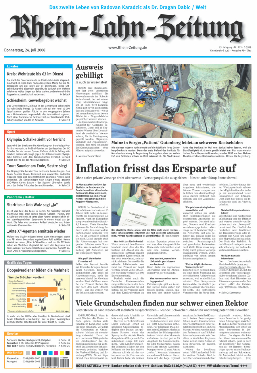 Rhein-Lahn-Zeitung Diez (Archiv) vom Donnerstag, 24.07.2008