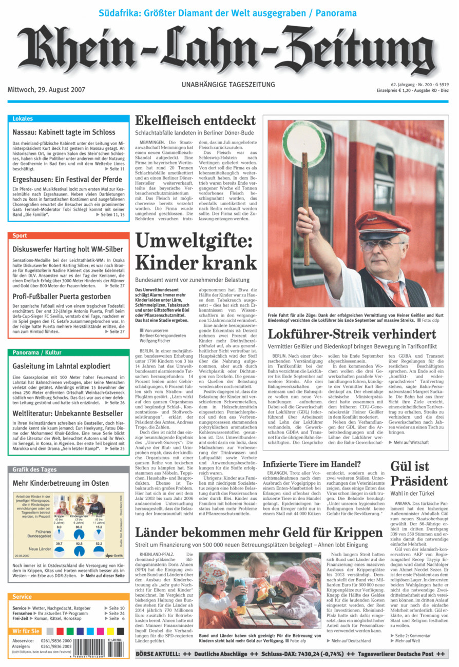 Rhein-Lahn-Zeitung Diez (Archiv) vom Mittwoch, 29.08.2007