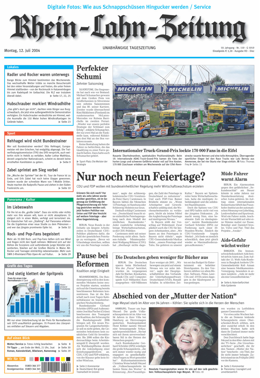 Rhein-Lahn-Zeitung Diez (Archiv) vom Montag, 12.07.2004