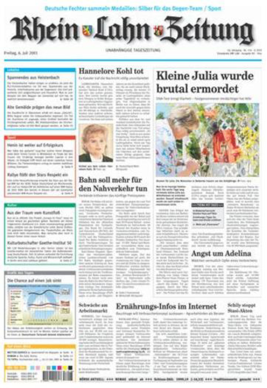 Rhein-Lahn-Zeitung Diez (Archiv) vom Freitag, 06.07.2001