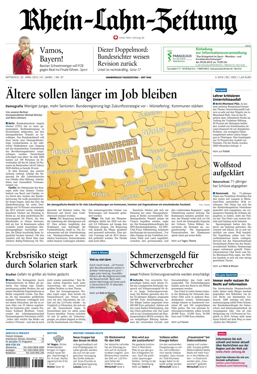 Rhein-Lahn-Zeitung Diez (Archiv) vom Mittwoch, 25.04.2012