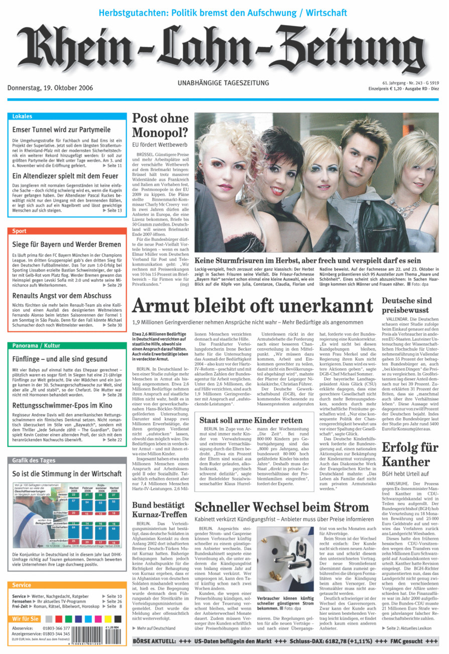 Rhein-Lahn-Zeitung Diez (Archiv) vom Donnerstag, 19.10.2006