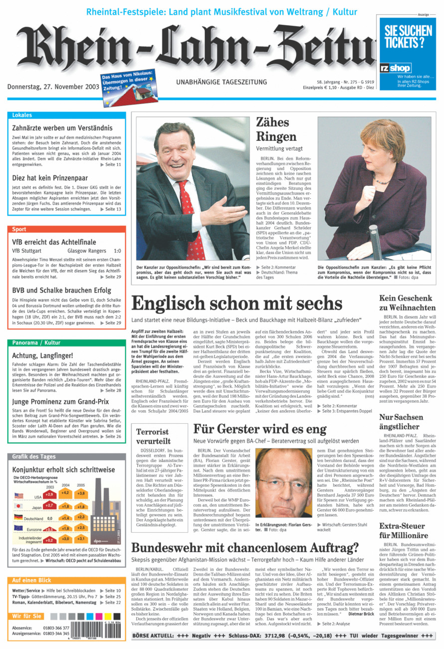 Rhein-Lahn-Zeitung Diez (Archiv) vom Donnerstag, 27.11.2003