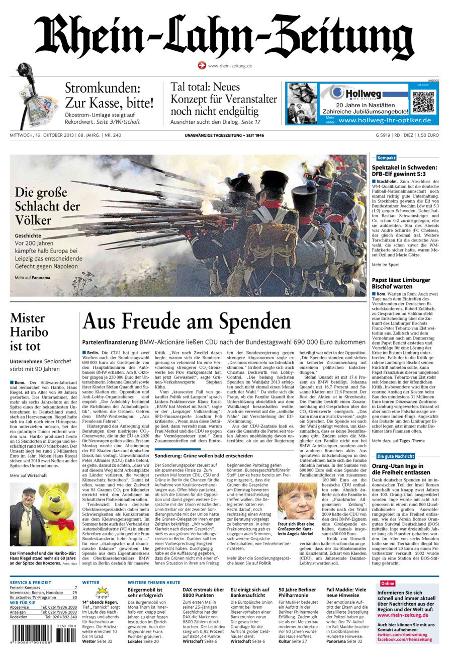 Rhein-Lahn-Zeitung Diez (Archiv) vom Mittwoch, 16.10.2013