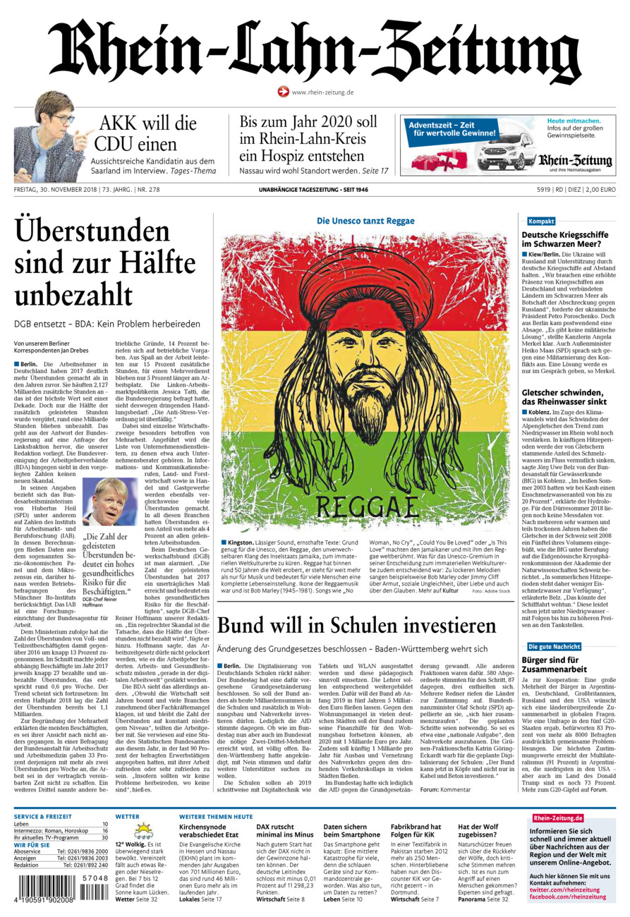 Rhein-Lahn-Zeitung Diez (Archiv) vom Freitag, 30.11.2018