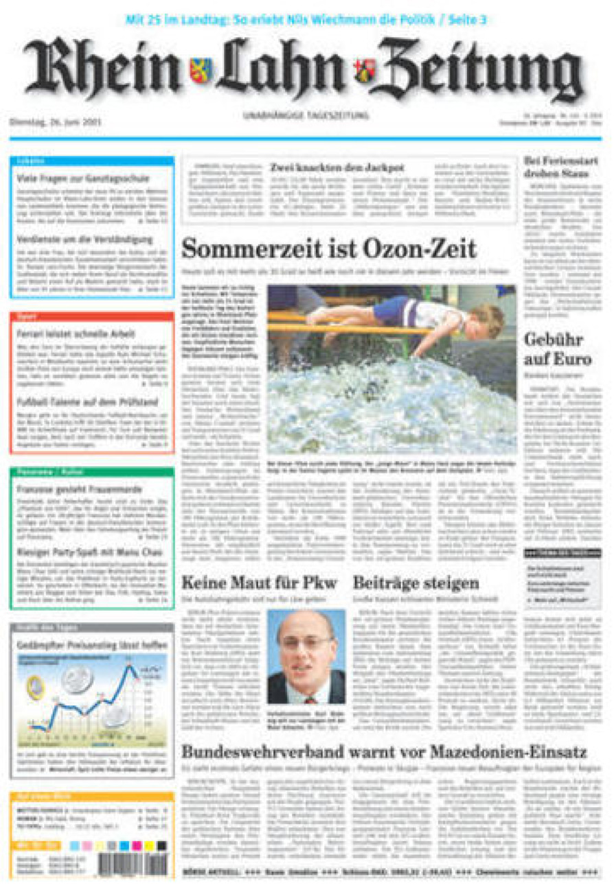 Rhein-Lahn-Zeitung Diez (Archiv) vom Dienstag, 26.06.2001