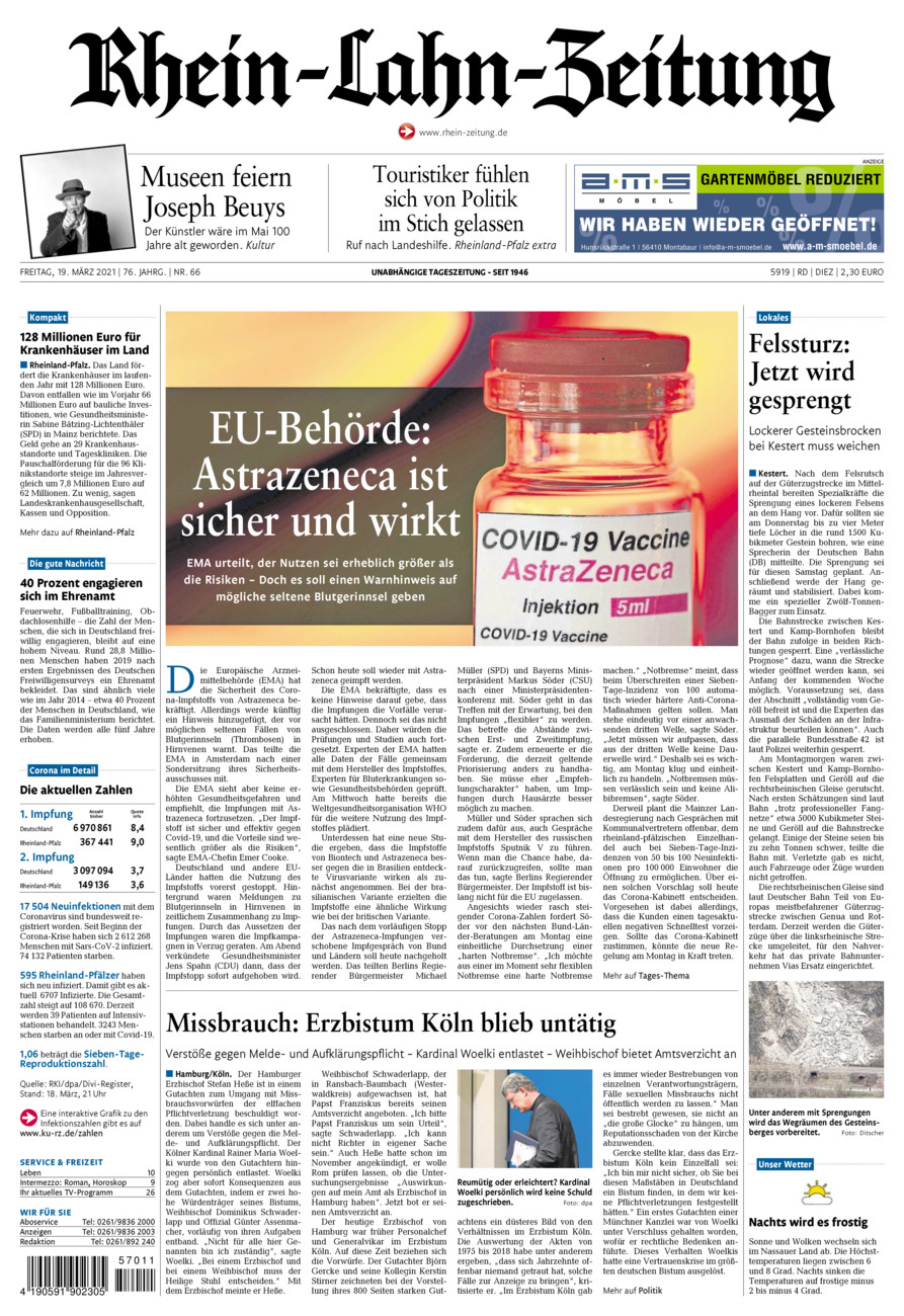 Rhein-Lahn-Zeitung Diez (Archiv) vom Freitag, 19.03.2021