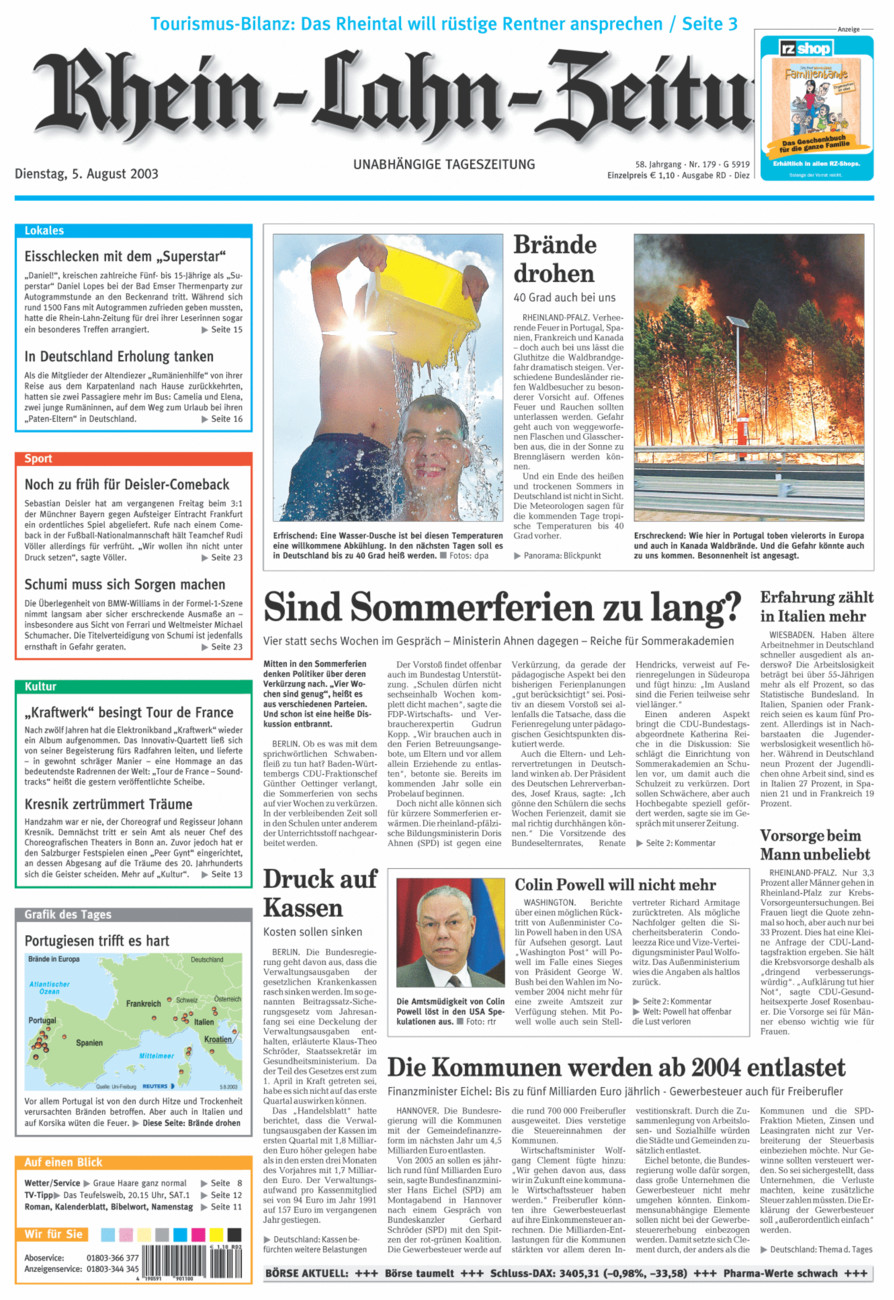 Rhein-Lahn-Zeitung Diez (Archiv) vom Dienstag, 05.08.2003
