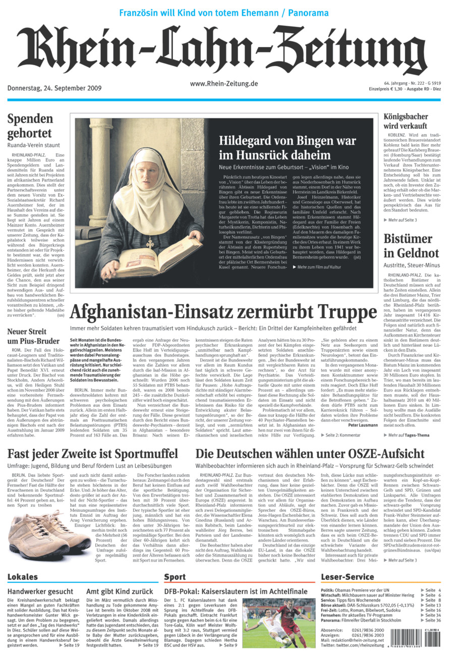 Rhein-Lahn-Zeitung Diez (Archiv) vom Donnerstag, 24.09.2009