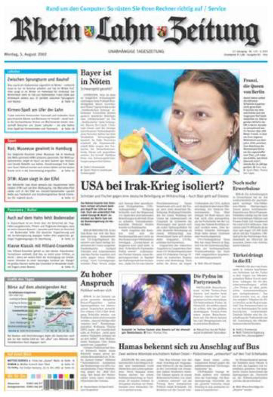 Rhein-Lahn-Zeitung Diez (Archiv) vom Montag, 05.08.2002