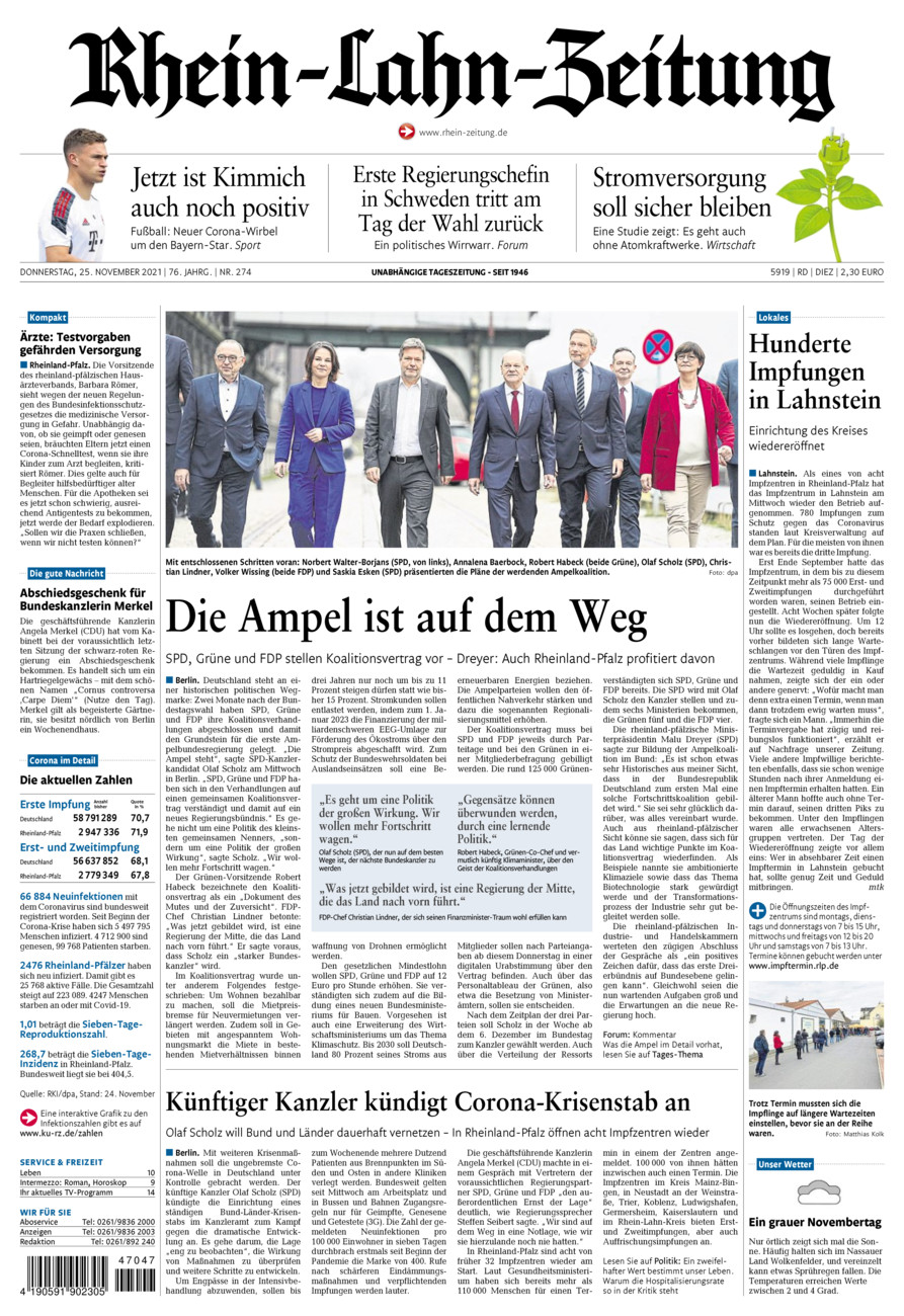 Rhein-Lahn-Zeitung Diez (Archiv) vom Donnerstag, 25.11.2021