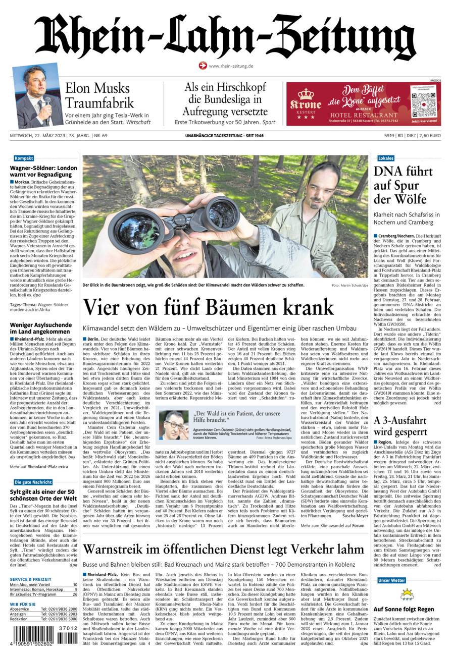 Rhein-Lahn-Zeitung Diez (Archiv) vom Mittwoch, 22.03.2023