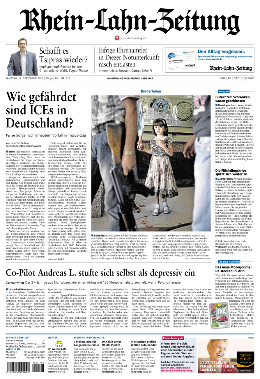 Rhein-Lahn-Zeitung Diez (Archiv) vom Samstag, 19.09.2015