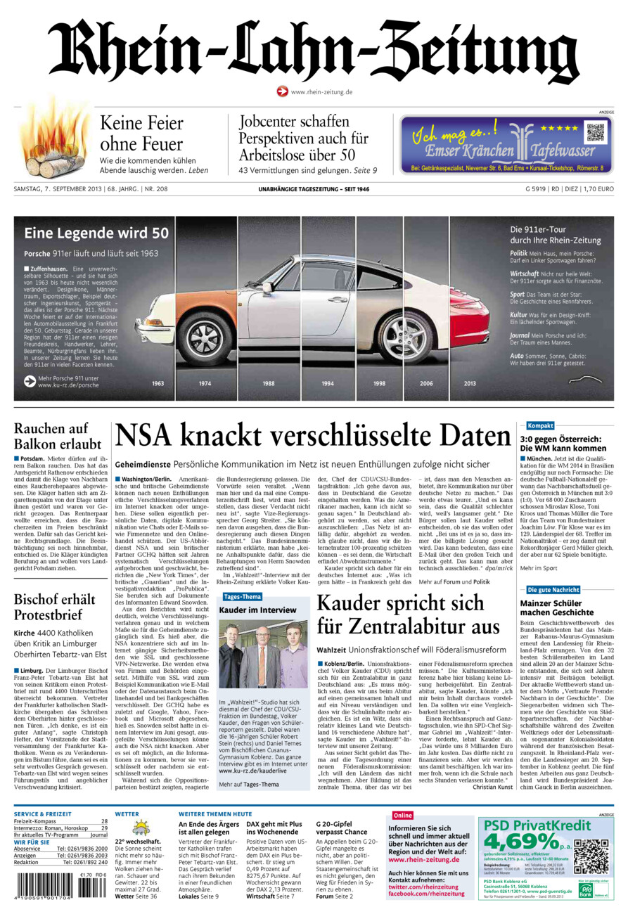 Rhein-Lahn-Zeitung Diez (Archiv) vom Samstag, 07.09.2013