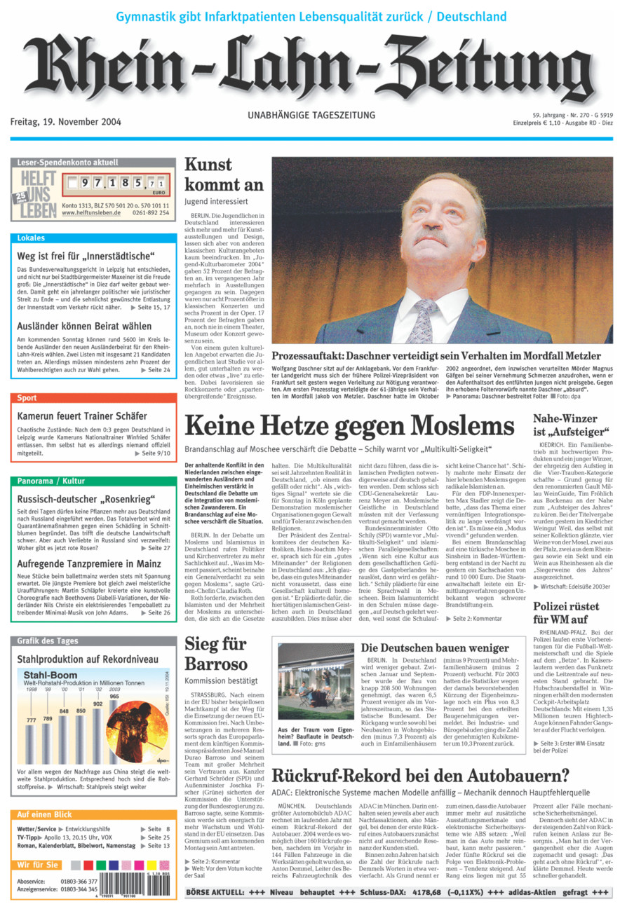 Rhein-Lahn-Zeitung Diez (Archiv) vom Freitag, 19.11.2004