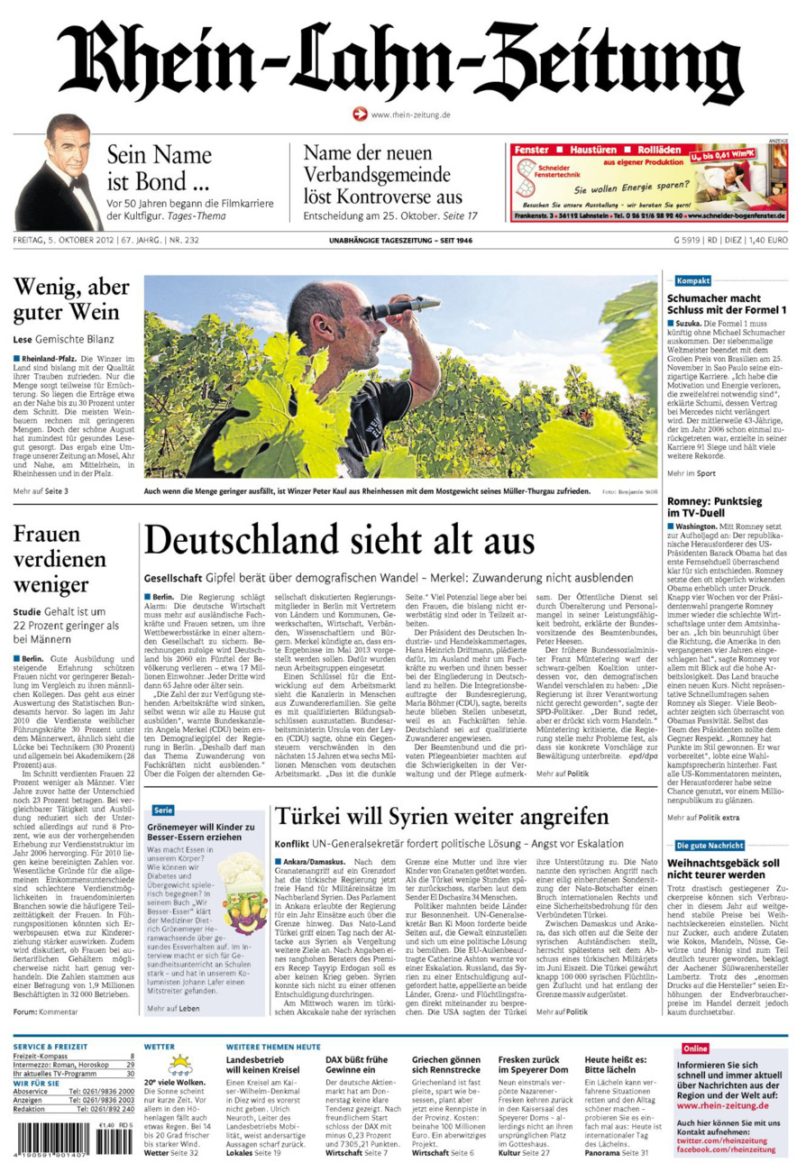 Rhein-Lahn-Zeitung Diez (Archiv) vom Freitag, 05.10.2012