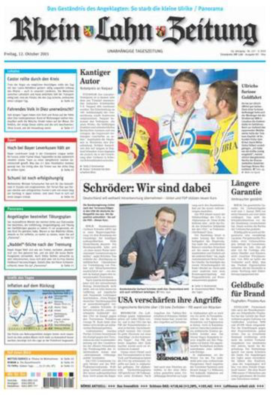 Rhein-Lahn-Zeitung Diez (Archiv) vom Freitag, 12.10.2001