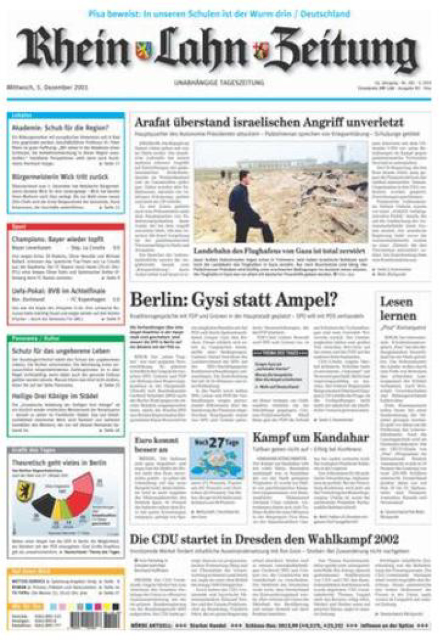 Rhein-Lahn-Zeitung Diez (Archiv) vom Mittwoch, 05.12.2001