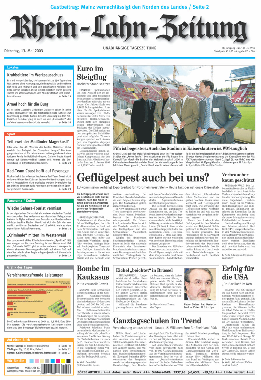 Rhein-Lahn-Zeitung Diez (Archiv) vom Dienstag, 13.05.2003