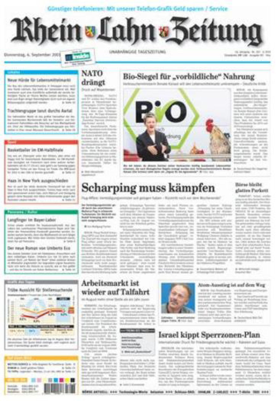 Rhein-Lahn-Zeitung Diez (Archiv) vom Donnerstag, 06.09.2001