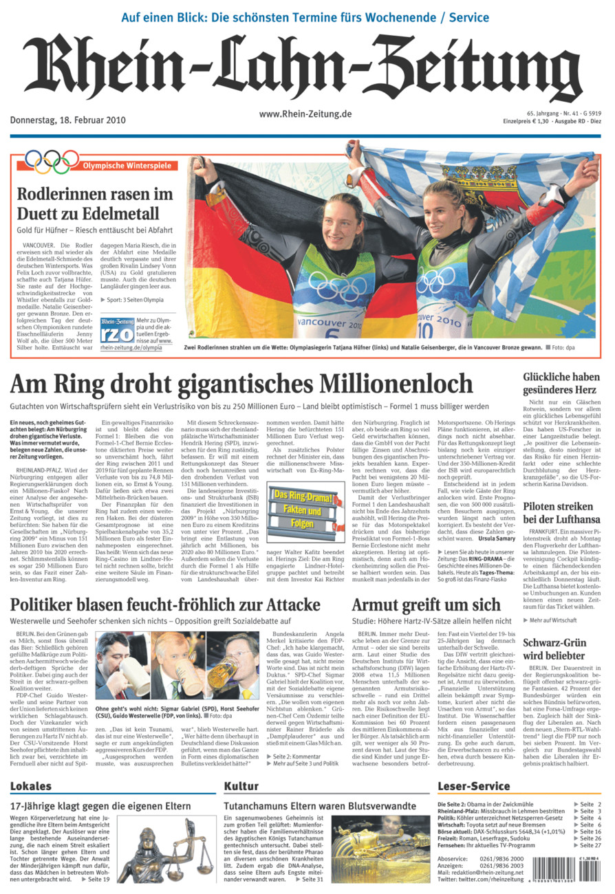 Rhein-Lahn-Zeitung Diez (Archiv) vom Donnerstag, 18.02.2010