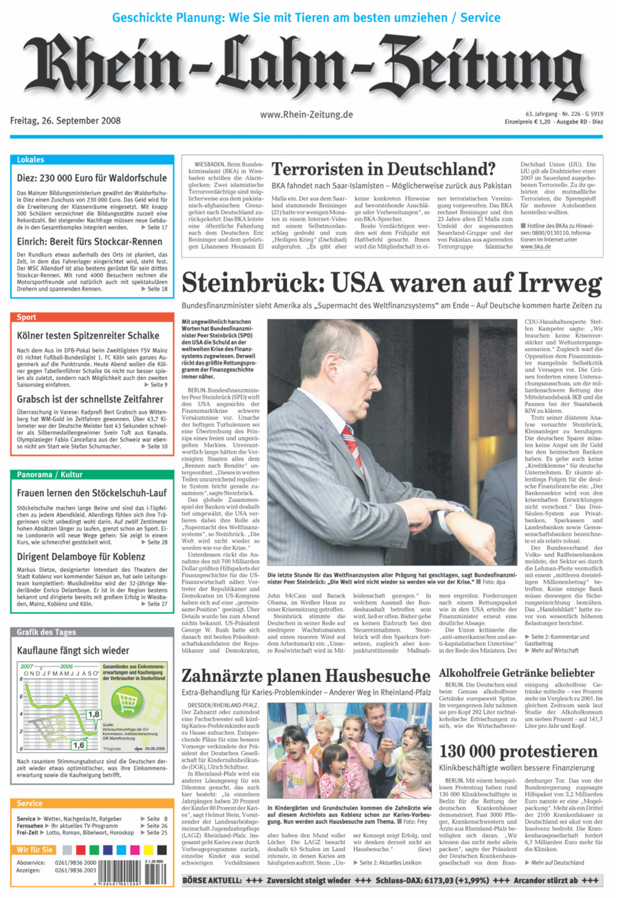 Rhein-Lahn-Zeitung Diez (Archiv) vom Freitag, 26.09.2008