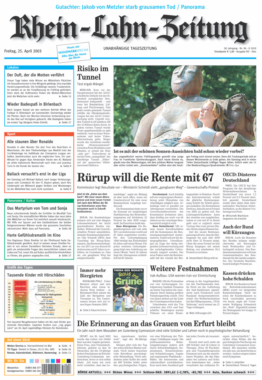 Rhein-Lahn-Zeitung Diez (Archiv) vom Freitag, 25.04.2003