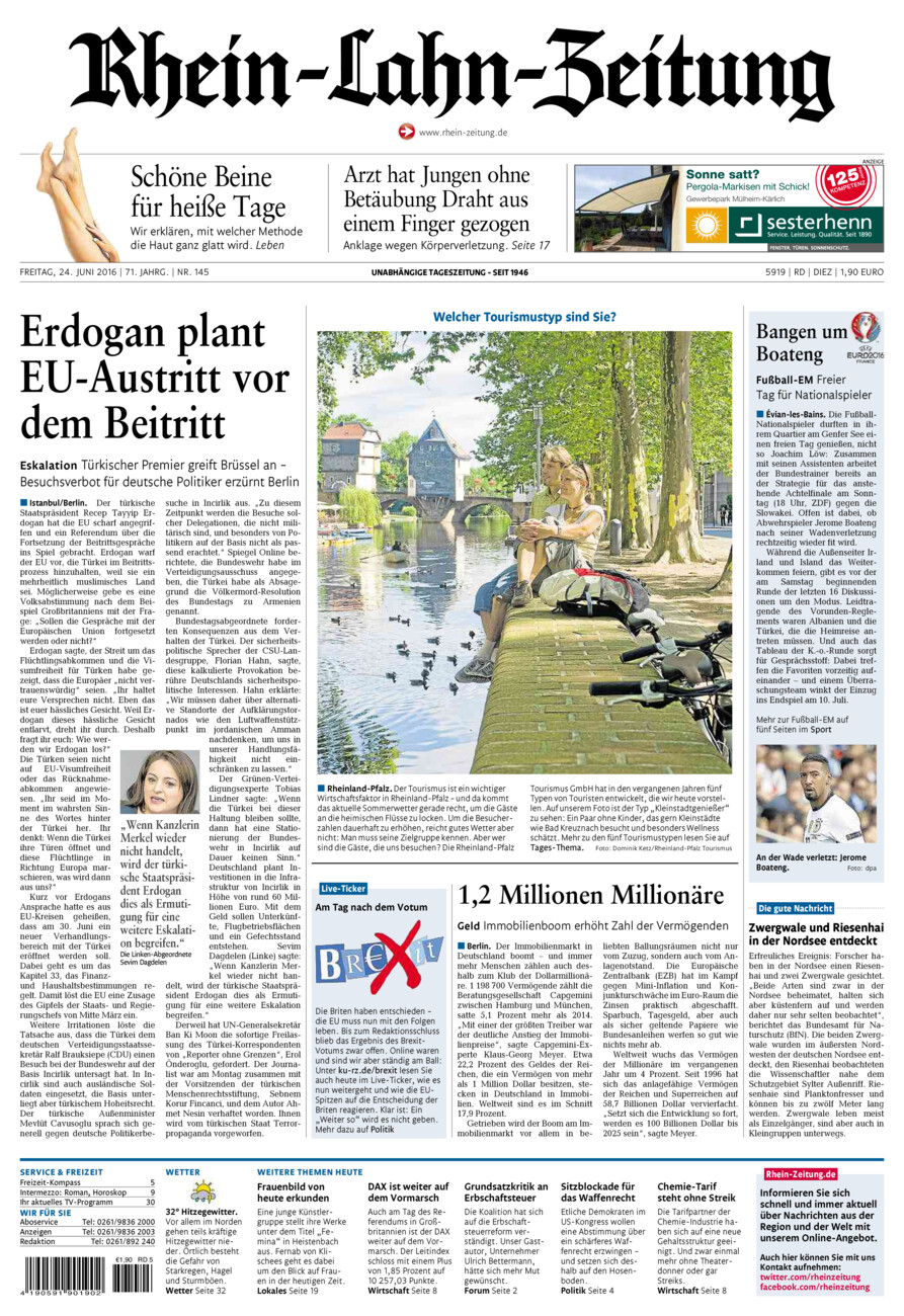 Rhein-Lahn-Zeitung Diez (Archiv) vom Freitag, 24.06.2016
