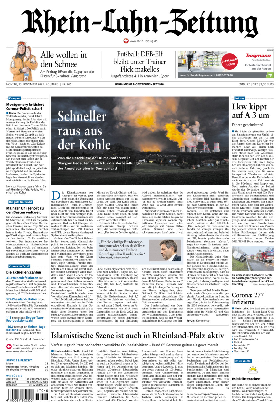 Rhein-Lahn-Zeitung Diez (Archiv) vom Montag, 15.11.2021