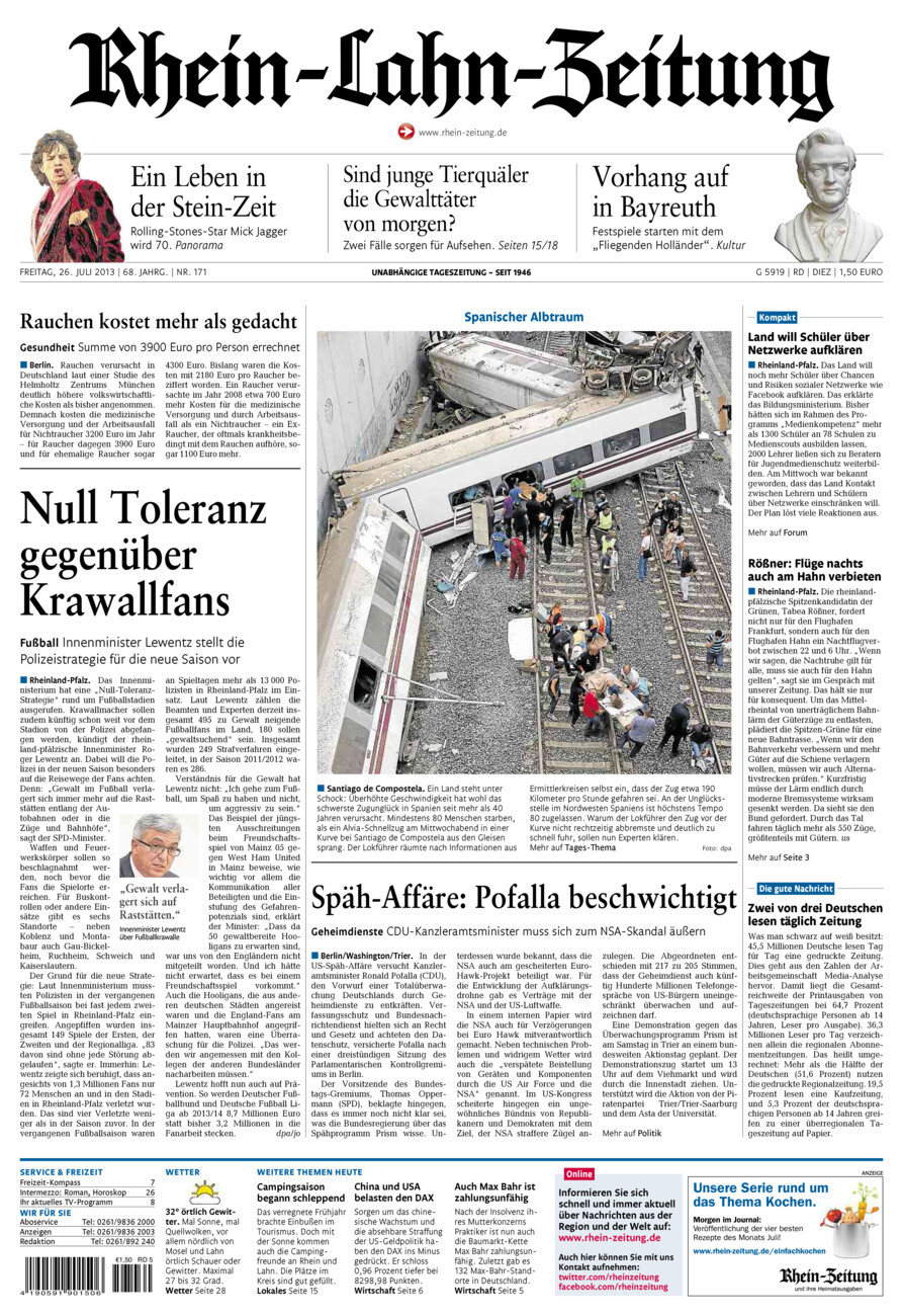 Rhein-Lahn-Zeitung Diez (Archiv) vom Freitag, 26.07.2013