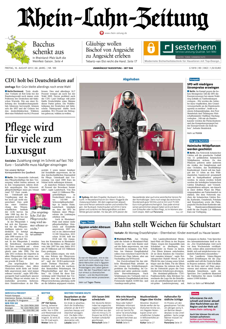 Rhein-Lahn-Zeitung Diez (Archiv) vom Freitag, 16.08.2013