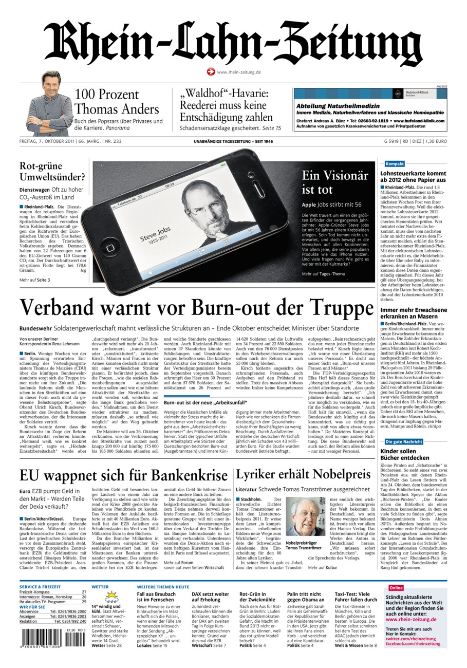 Rhein-Lahn-Zeitung Diez (Archiv) vom Freitag, 07.10.2011