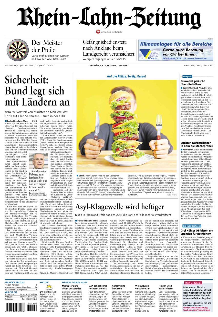 Rhein-Lahn-Zeitung Diez (Archiv) vom Mittwoch, 04.01.2017