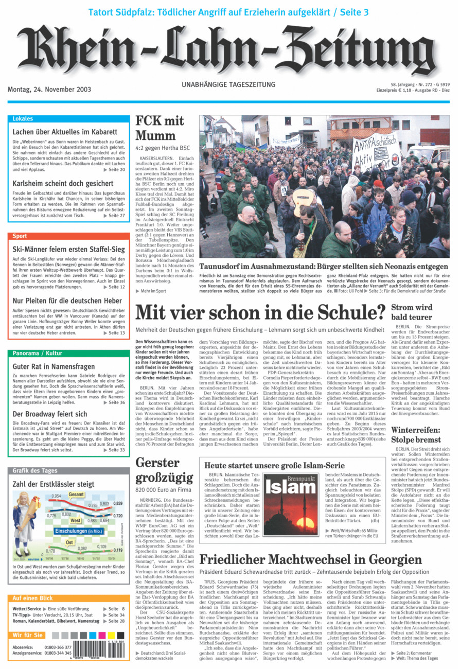 Rhein-Lahn-Zeitung Diez (Archiv) vom Montag, 24.11.2003
